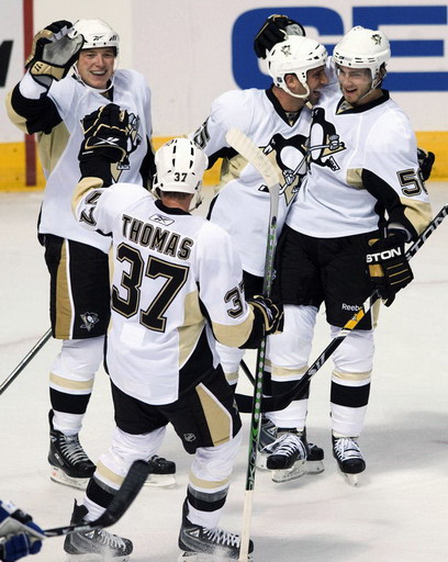 Ruslan Fedotenko, Bill Thomas, Maxime Talbot, Kristopher Letang