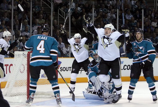 Rob Blake, Sidney Crosby, Evgeni Nabokov, Ruslan Fedotenko, Joe Pavelski