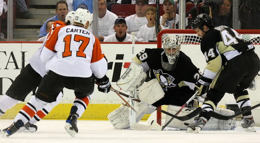 Brooks Orpik, Marc-Andre Fleury, Jeff Carter