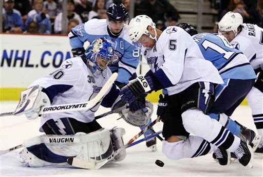 Mattias Ohlund, Chris Kunitz, Antero Nittymaki