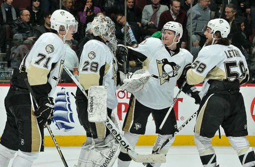 Evgeni Malkin, Marc-Andre Fleury, Paul Martin, Kristopher Letang