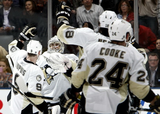 Pascal Dupuis, Marc-Andre Fleury, James Neal, Matt Cooke