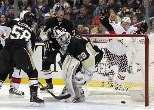 Kristopher Letang, Paul Martin, Marc-Andre Fleury, Stephane Da Costa