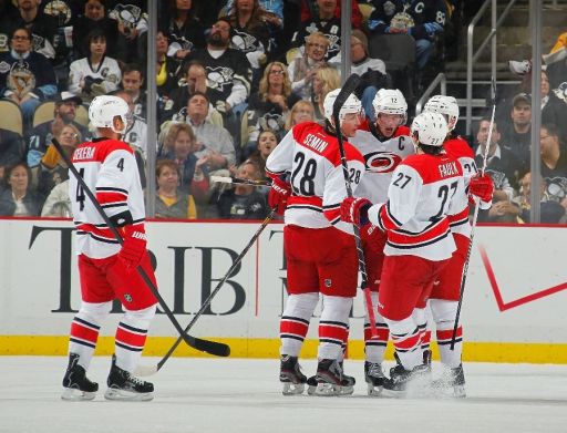 Andrej Sekera, Alexander Semin, Eric Staal, Justin Faulk