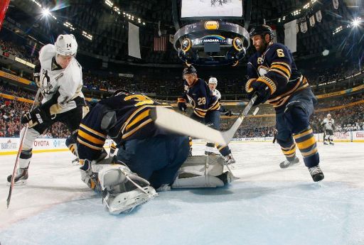 Chris Kunitz, Ryan Miller, Mike Weber